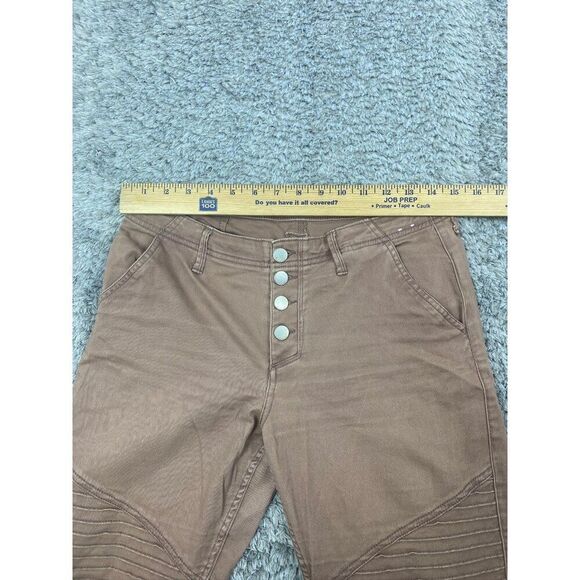 Abercrombie Fitch Jeans Womans 28 Brown Moto Ankle Cropped Button Fly Skinny Fit - Picture 3 of 9